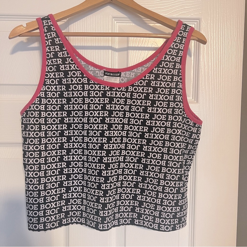Joe Boxer Summer Crop Top Women’s Size XL Hot Pink Trim O2